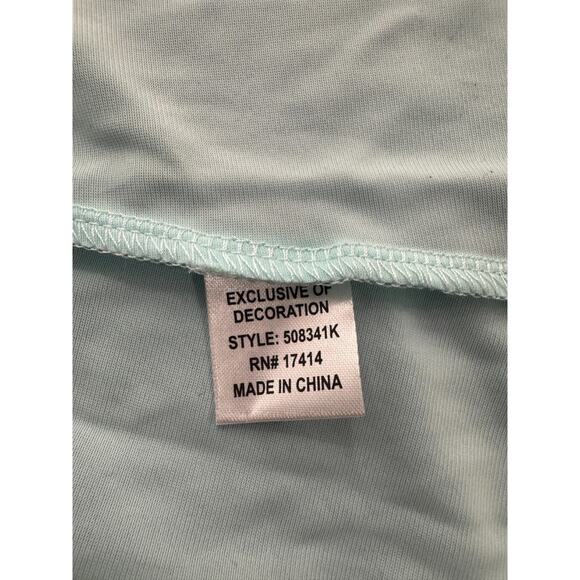 Vintage Miss Elaine Nylon Nightgown Sz M Short Sleeve Embroidered Turquoise - Picture 7 of 8